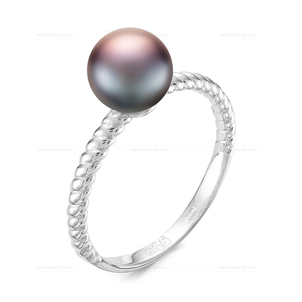 Кольцо из серебра 925 пробы с черной жемчужиной 7-7,5 мм. Артикул 11812 Кольцо из серебра 925 пробы с черной жемчужиной 7-7,5 мм. Артикул 11812