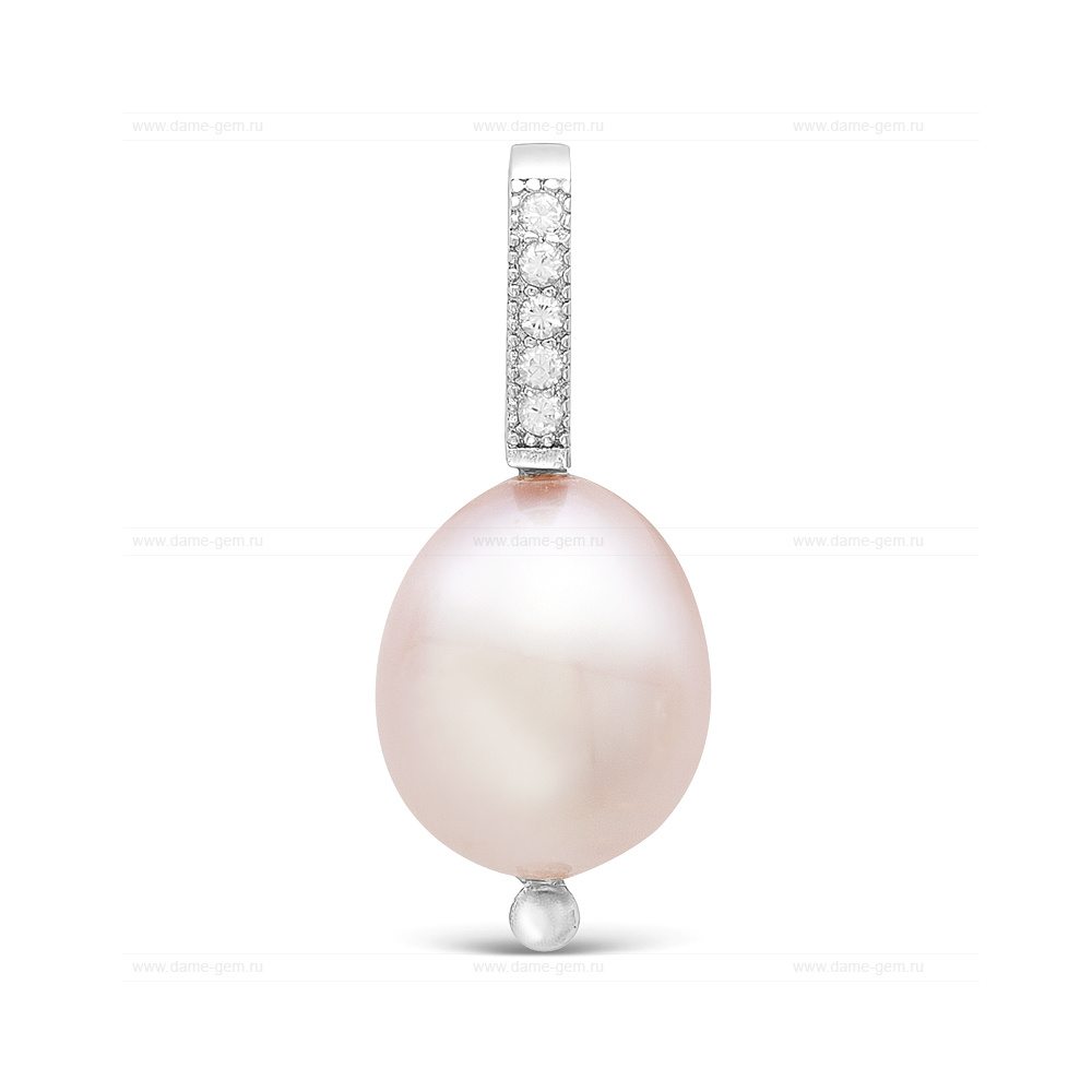Кулон из серебра с розовой жемчужиной "капля" 10-11 мм. Артикул 11561 Кулон из серебра с розовой жемчужиной "капля" 10-11 мм. Артикул 11561