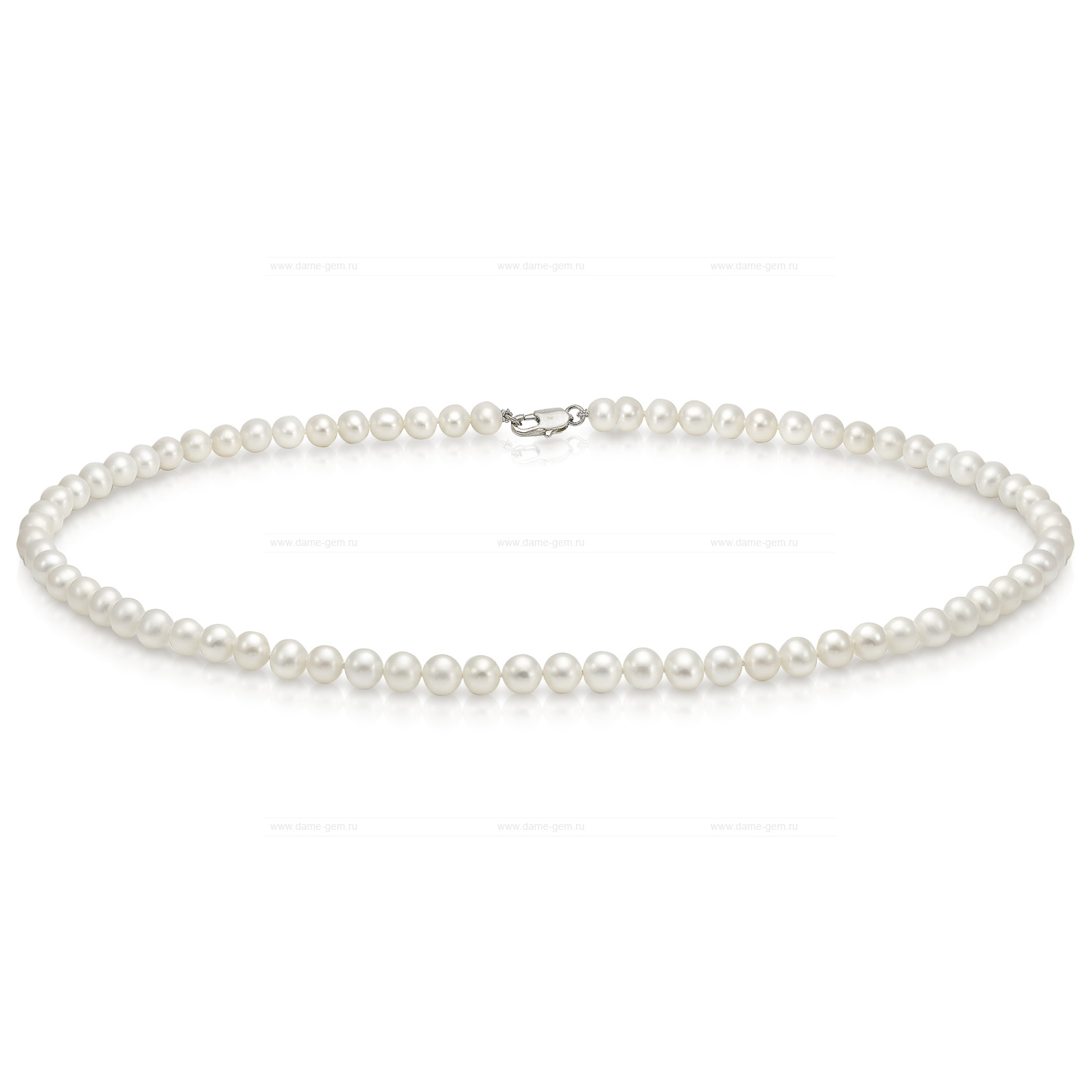 Ожерелье из белого круглого речного жемчуга 6-6,5 мм. Качество жемчуга высокое АА+. Артикул 7667