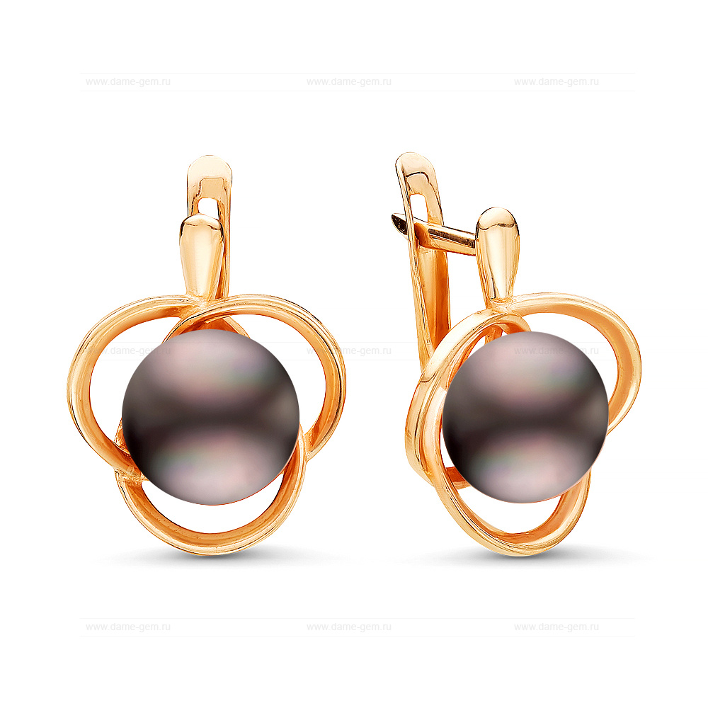 Серьги из серебра с черными жемчужинами 8,5-9 мм. Артикул 10821 Серьги из серебра с черными жемчужинами 8,5-9 мм. Артикул 10821