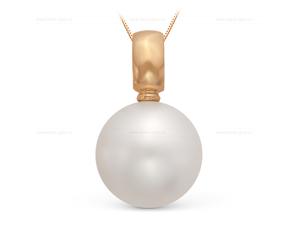 Кулон из желтого золота с белой Австралийской жемчужиной 12-12,5 мм. Артикул 9761