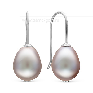 Серьги из серебра с серебристыми жемчужинами 10-11 мм. Артикул 8131 Серьги из серебра с серебристыми жемчужинами 10-11 мм. Артикул 8131