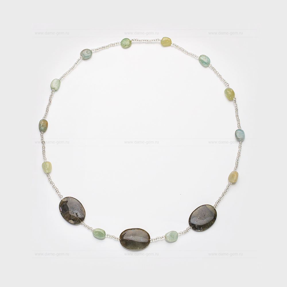 Бусы из натурального кварца и бисера. Артикул 12632