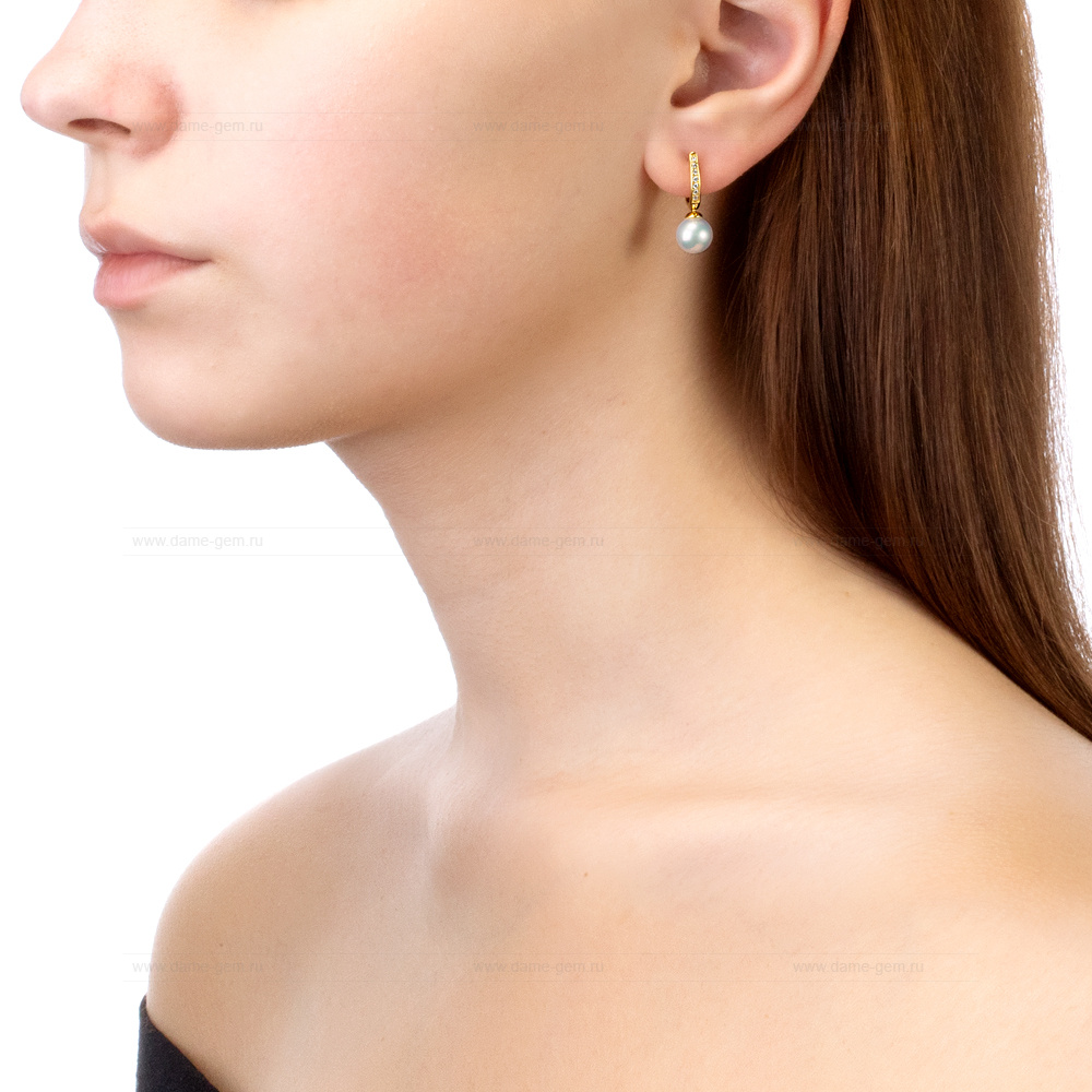 Серьги из серебра с белыми жемчужинами 7,5-8 мм. Артикул 9603 Серьги из серебра с белыми жемчужинами 7,5-8 мм. Артикул 9603