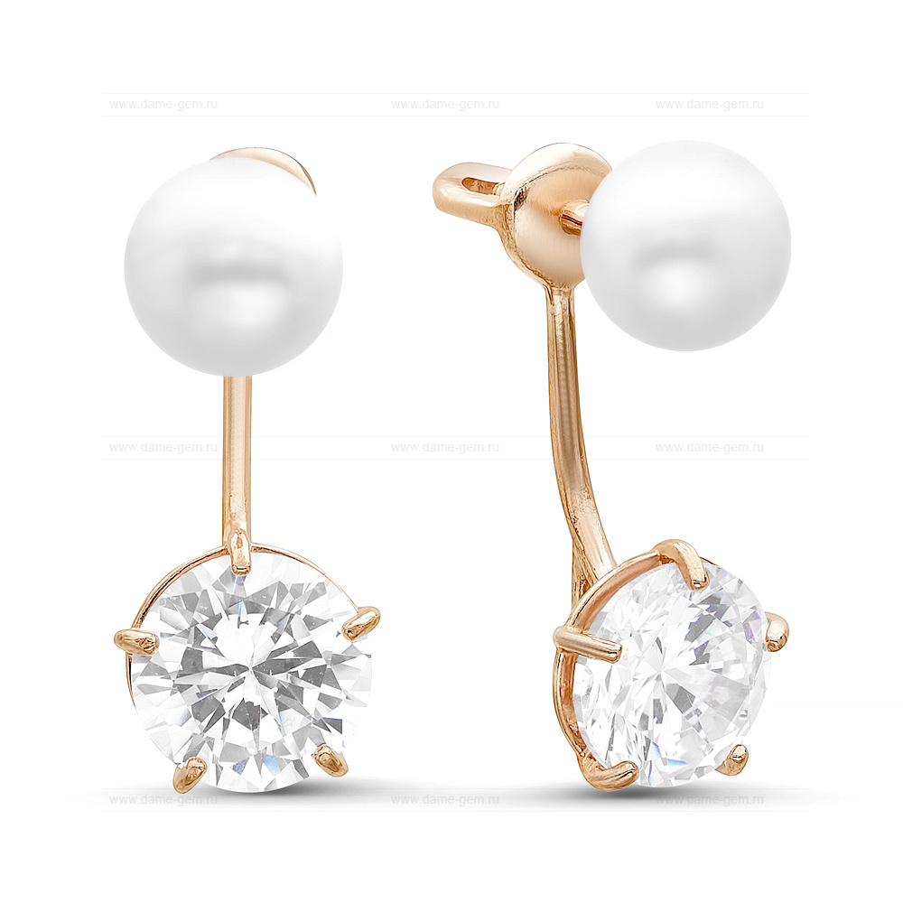 Двойные пусеты "Dior" из серебра с белыми жемчужинами 7-7,5 мм. Артикул 9617 Двойные пусеты "Dior" из серебра с белыми жемчужинами 7-7,5 мм. Артикул 9617