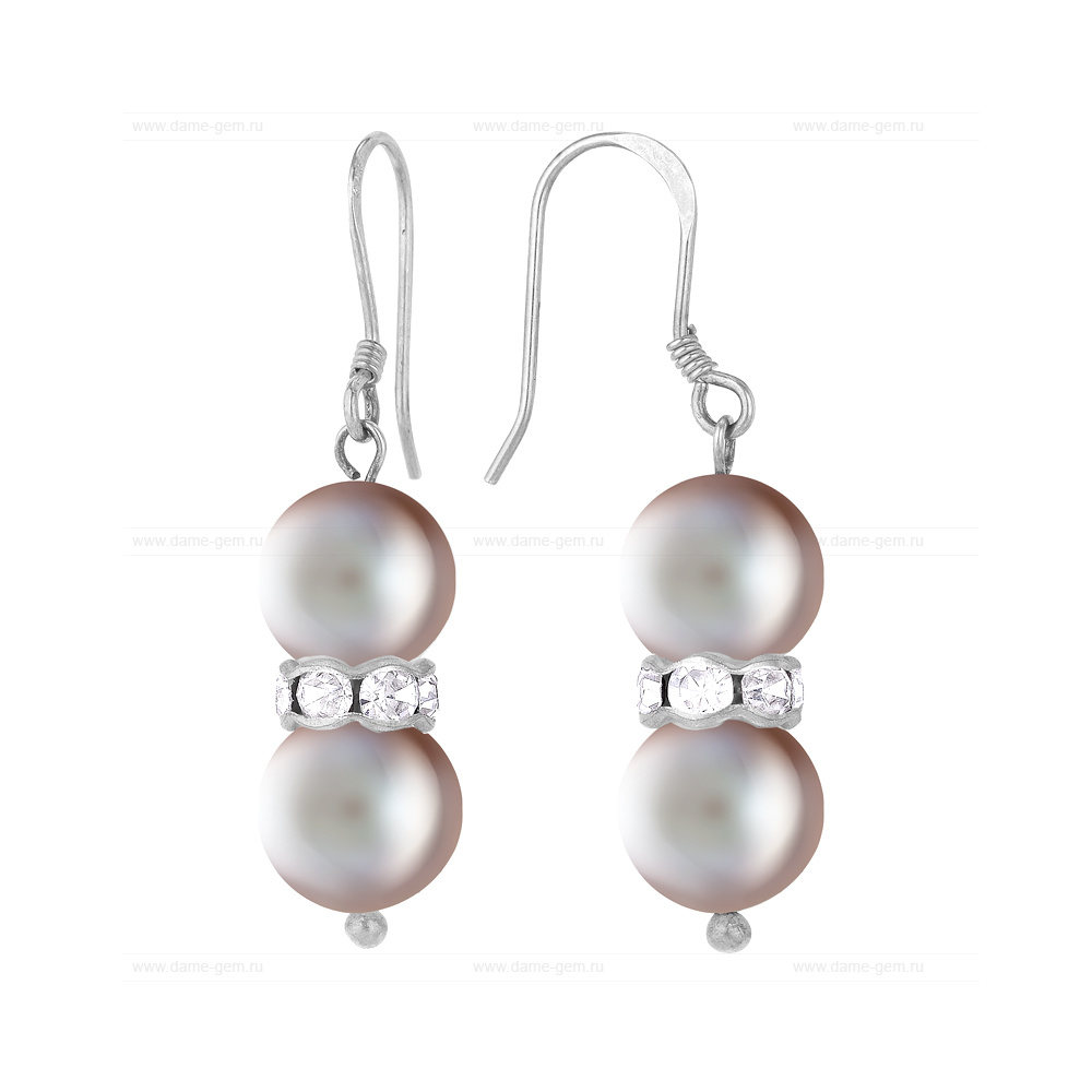 Серьги из серебра с серебристыми жемчужинами 8-8,5 мм. Артикул 9602 Серьги из серебра с серебристыми жемчужинами 8-8,5 мм. Артикул 9602