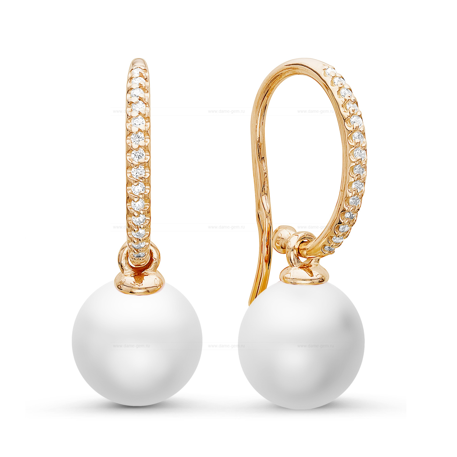 Серьги из серебра с белыми жемчужинами 9-9,5 мм. Артикул 11479 Серьги из серебра с белыми жемчужинами 9-9,5 мм. Артикул 11479