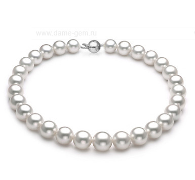 Ожерелье из белого морского Австралийского жемчуга 13-15,6 мм. Качество жемчуга наивысшее ААА. Артикул 11676
