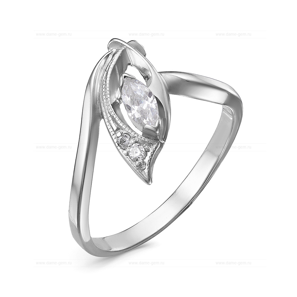 Кольцо из серебра 925 пробы, украшенное фианитами. Артикул 12563