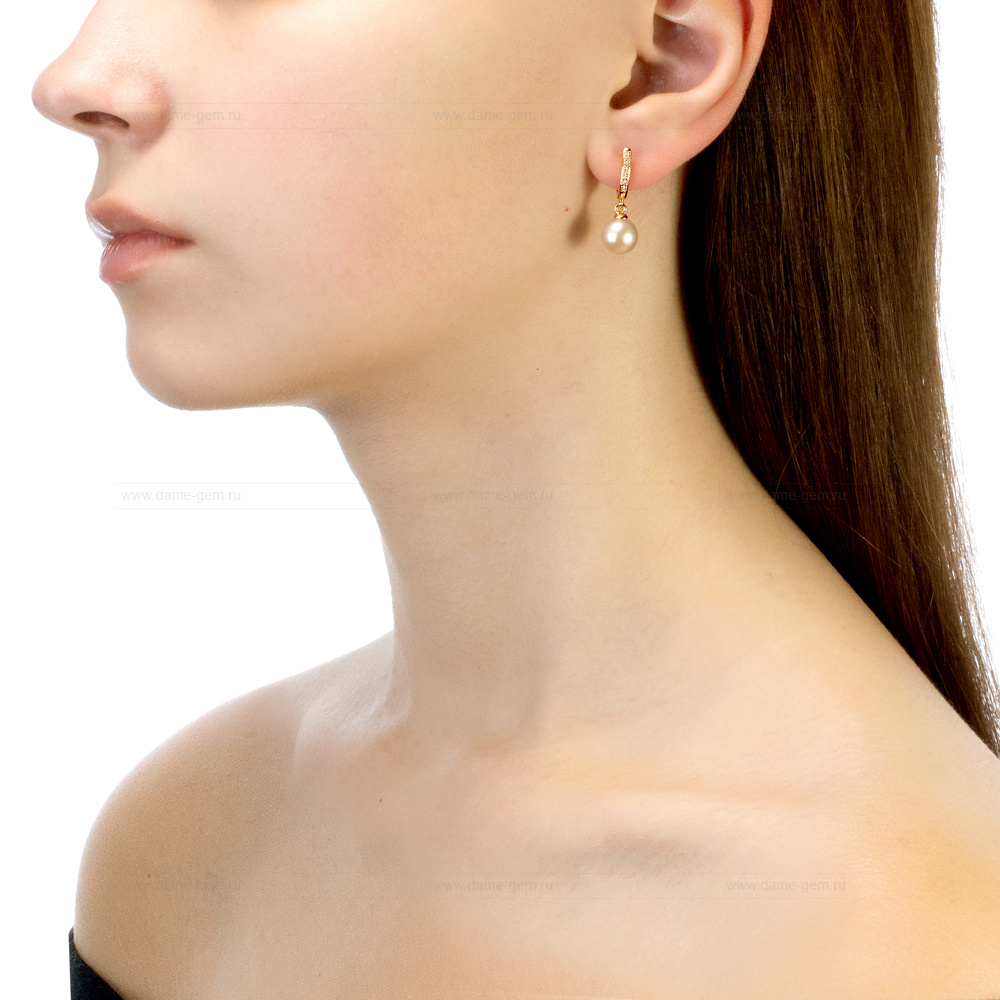 Серьги из серебра с розовыми жемчужинами 8,5-9 мм. Артикул 11342 Серьги из серебра с розовыми жемчужинами 8,5-9 мм. Артикул 11342