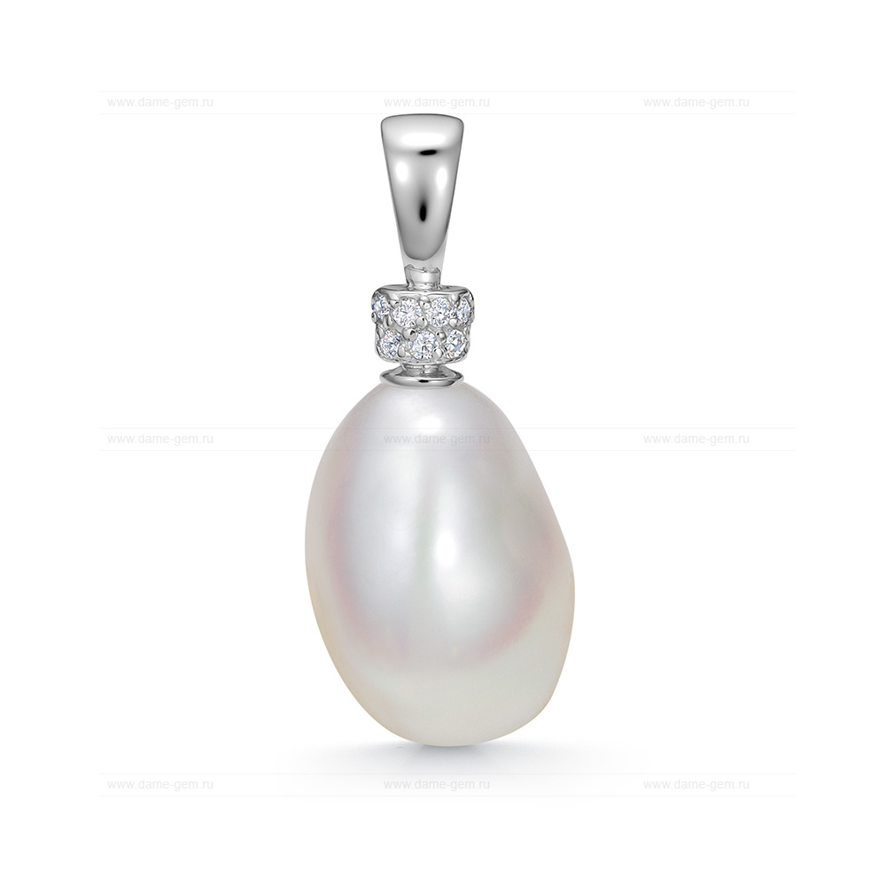 Кулон из серебра с белой жемчужиной "Барокко" 10-11 мм. Артикул 10259 Кулон из серебра с белой жемчужиной "Барокко" 10-11 мм. Артикул 10259