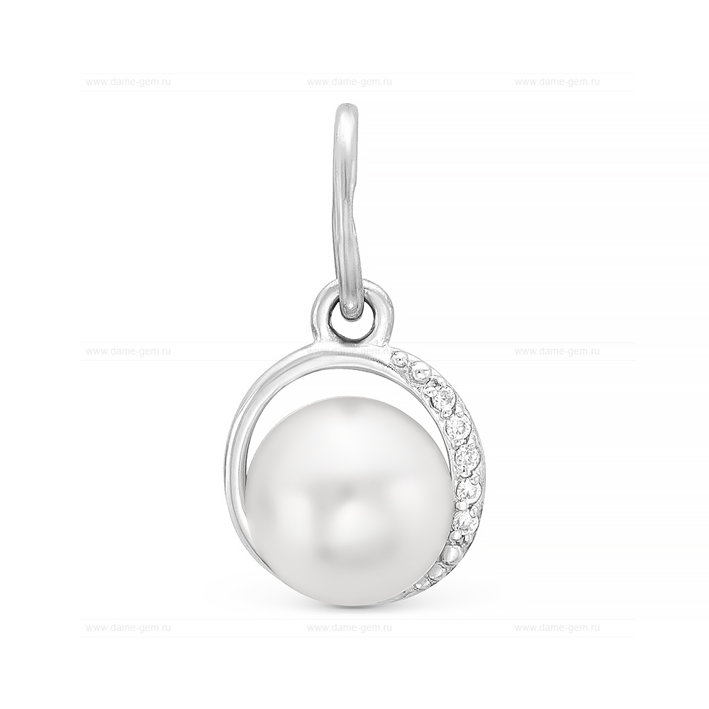 Кулон из серебра с белой речной жемчужиной 7,5-8 мм. Артикул 12843 Кулон из серебра с белой речной жемчужиной 7,5-8 мм. Артикул 12843