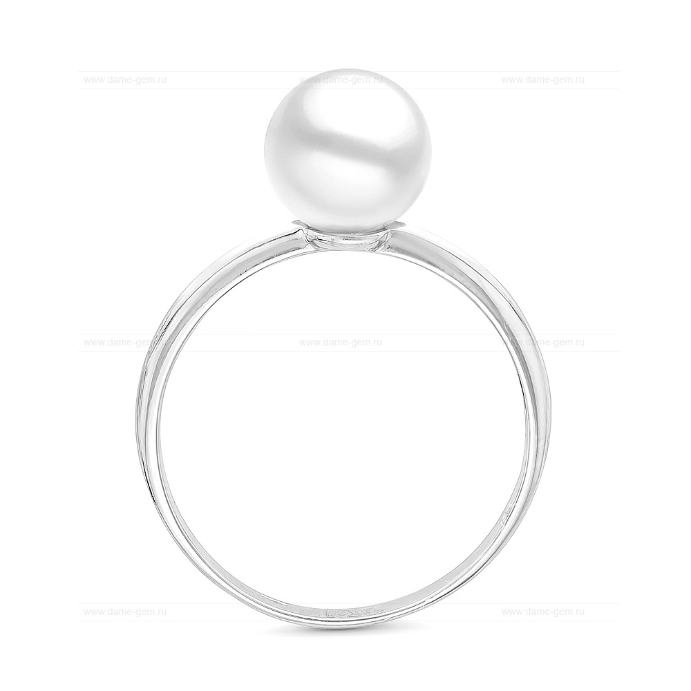 Кольцо из серебра 925 пробы с белой жемчужиной 7,5-8 мм. Артикул 10852 Кольцо из серебра 925 пробы с белой жемчужиной 7,5-8 мм. Артикул 10852