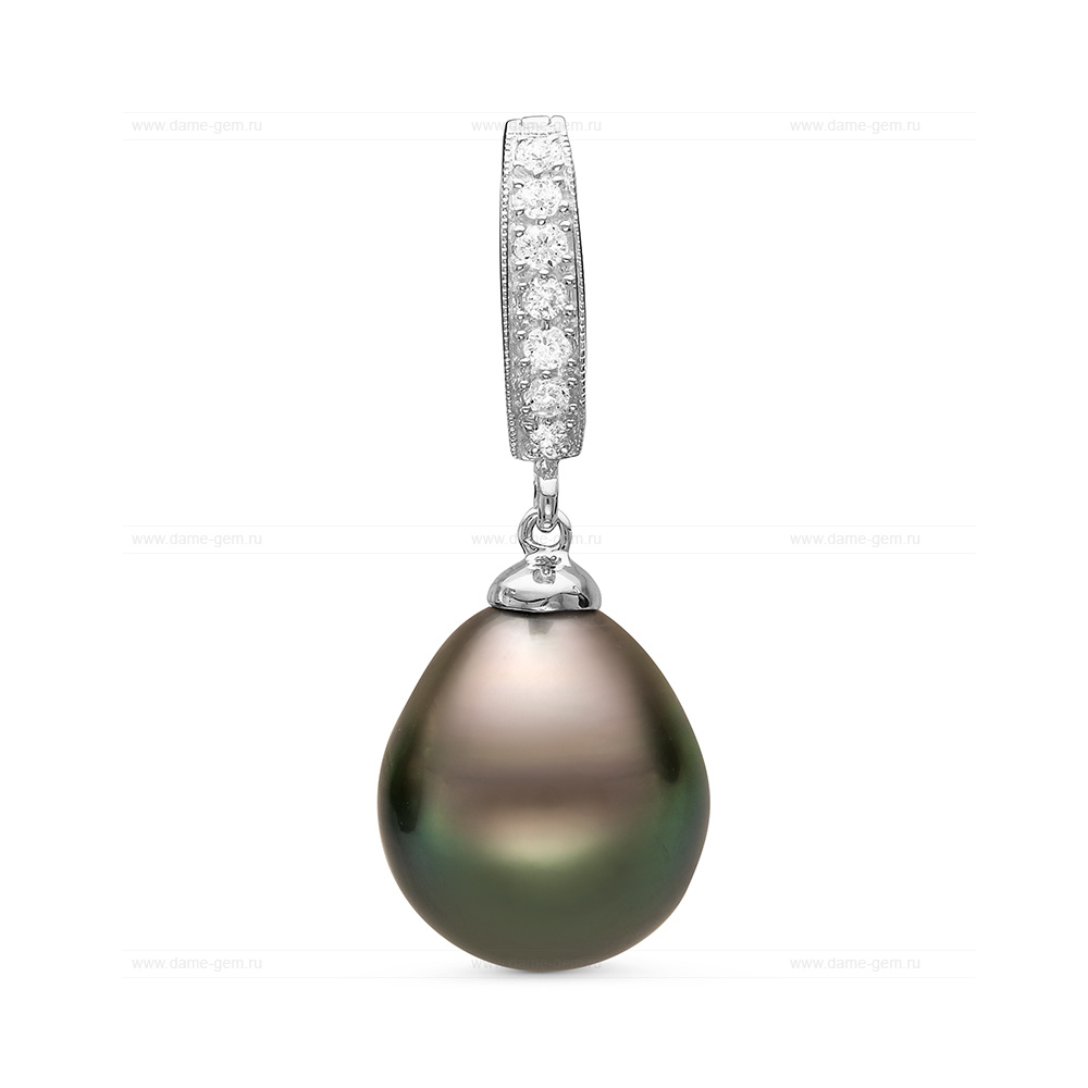 Кулон из серебра с черной Таитянской жемчужиной 12-12,5 мм. Артикул 10993