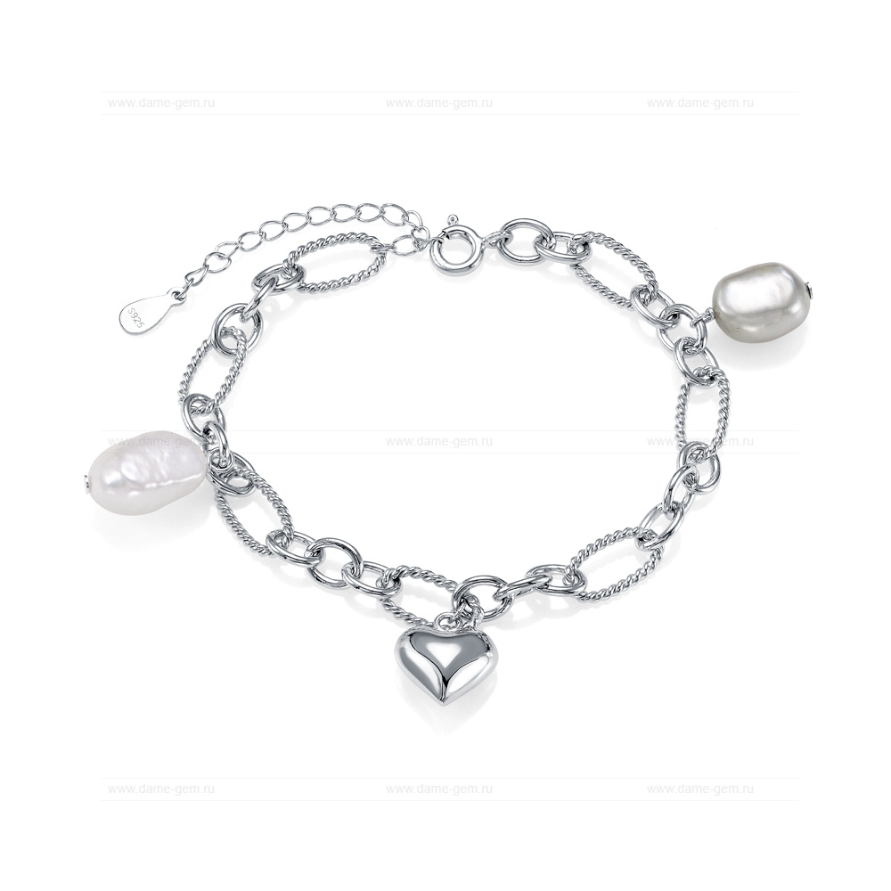 Браслет из серебра с барочными жемчужинами 8-10 мм. Качество — наивысшее ААА. Артикул 12823