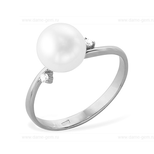 Кольцо из белого золота 585 пробы с белой жемчужиной 7-7,5 мм. Артикул 12004 Кольцо из белого золота 585 пробы с белой жемчужиной 7-7,5 мм. Артикул 12004