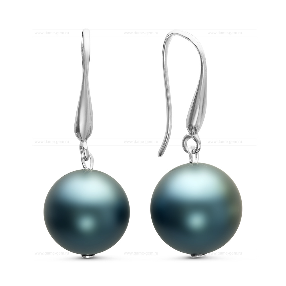 Серьги серебряные с жемчужинами "Майорика" 12 мм. Артикул 11264