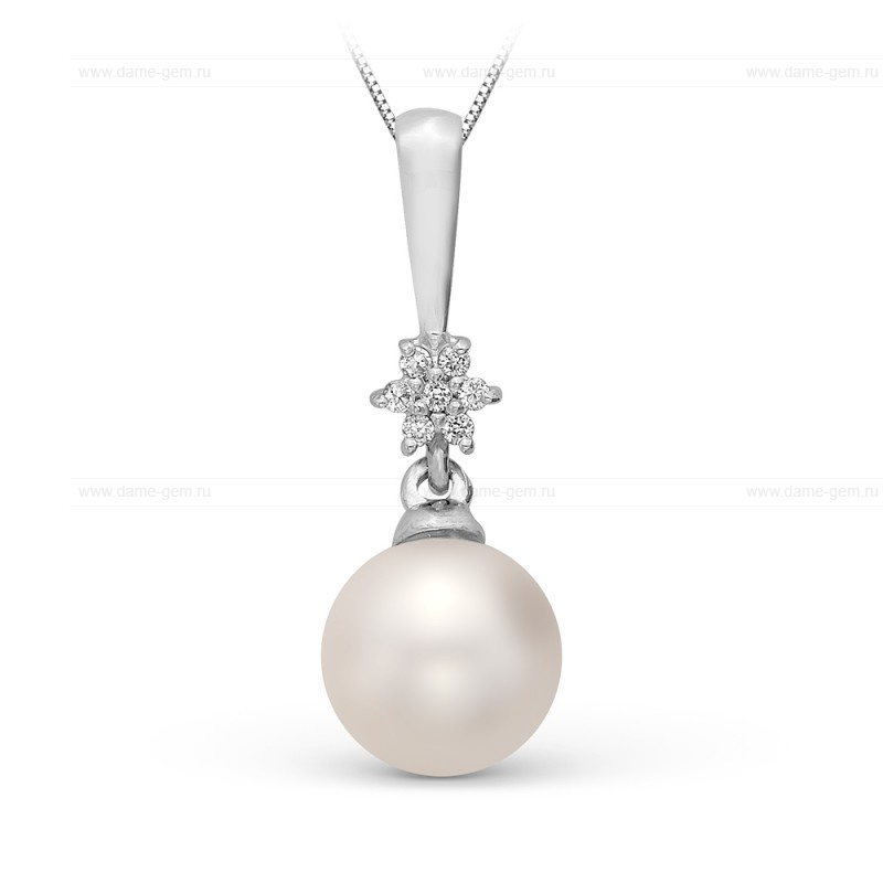 Кулон из белого золота с белой жемчужиной 9-9,5 мм. Артикул 9976 Кулон из белого золота с белой жемчужиной 9-9,5 мм. Артикул 9976