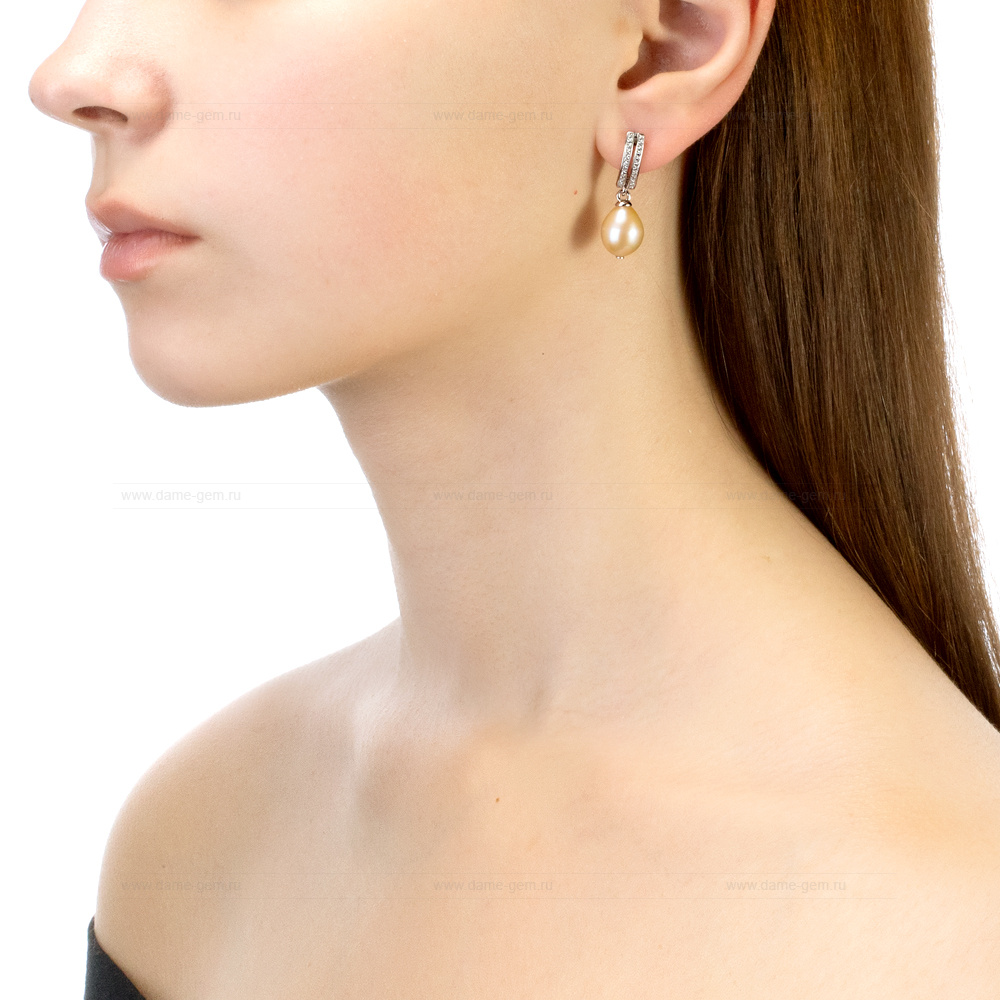 Серьги из серебра с розовыми жемчужинами 10-11 мм. Артикул 11516 Серьги из серебра с розовыми жемчужинами 10-11 мм. Артикул 11516