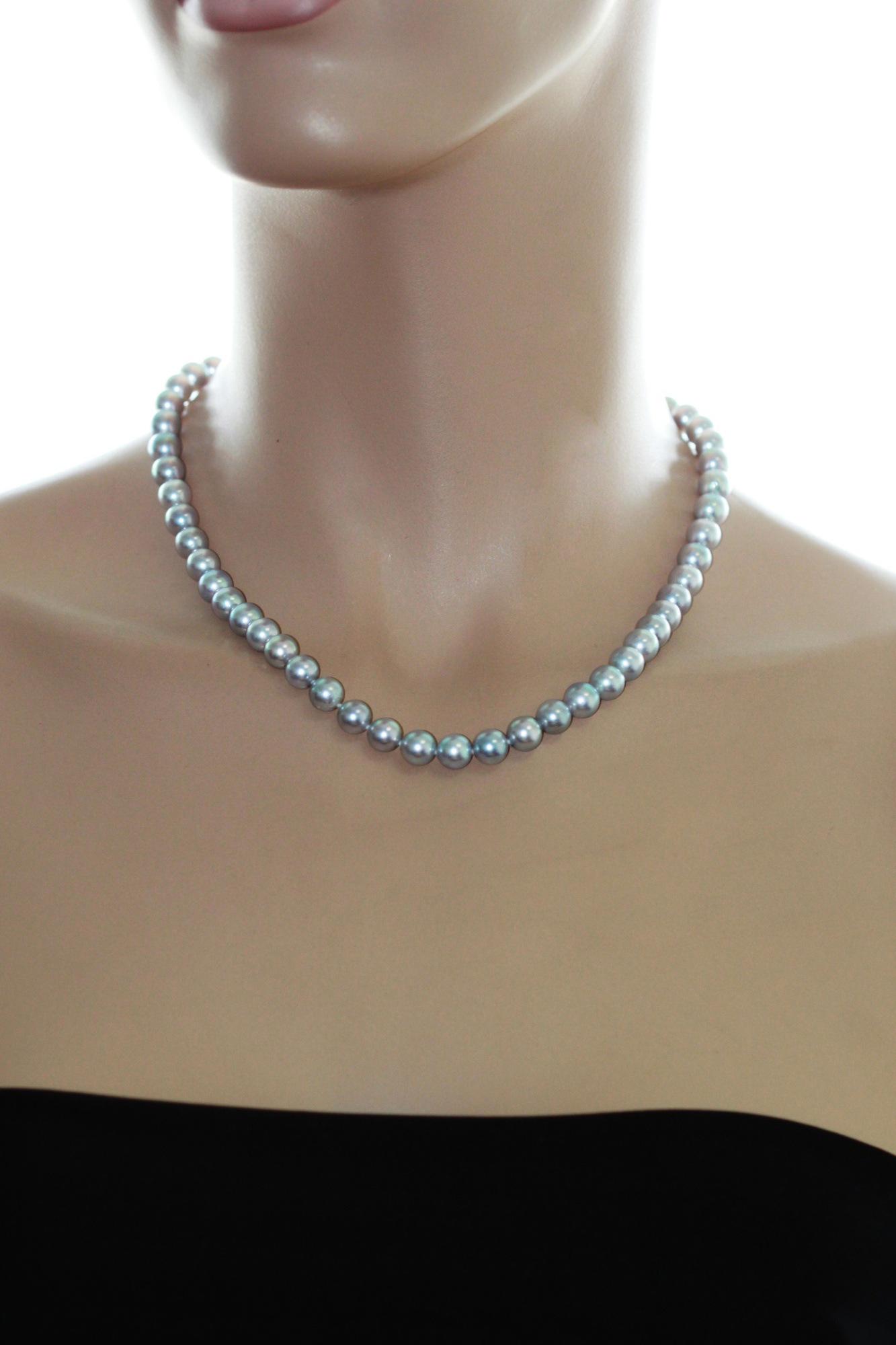 Ожерелье из серебристого жемчуга Акойя (Япония) 7-7,5 мм. Качество жемчуга наивысшее ААА. Артикул 9913