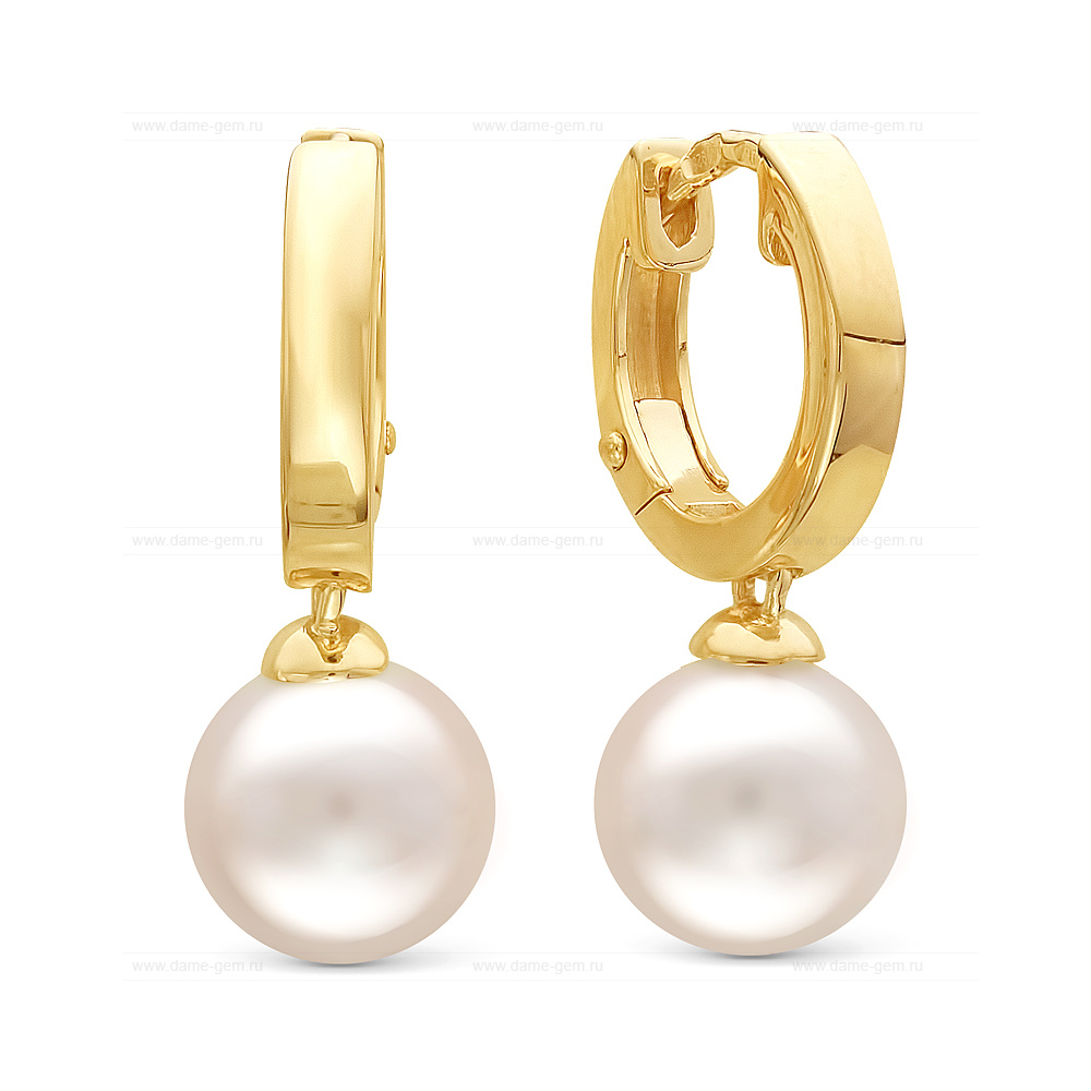 Серьги из серебра с белыми жемчужинами 8-8,5 мм. Артикул 10429