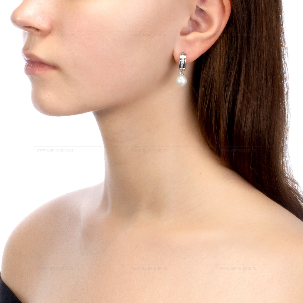 Серьги из серебра с Австралийскими жемчужинами 9,6-9,9 мм. Артикул 12155 Серьги из серебра с Австралийскими жемчужинами 9,6-9,9 мм. Артикул 12155