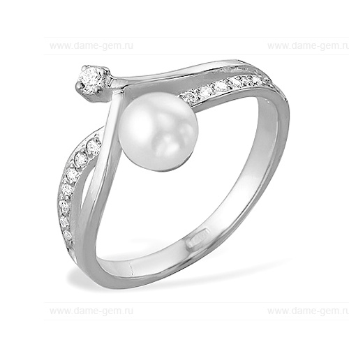 Кольцо из белого золота 585 пробы с белой жемчужиной 8-8,5 мм. Артикул 9157 Кольцо из белого золота 585 пробы с белой жемчужиной 8-8,5 мм. Артикул 9157