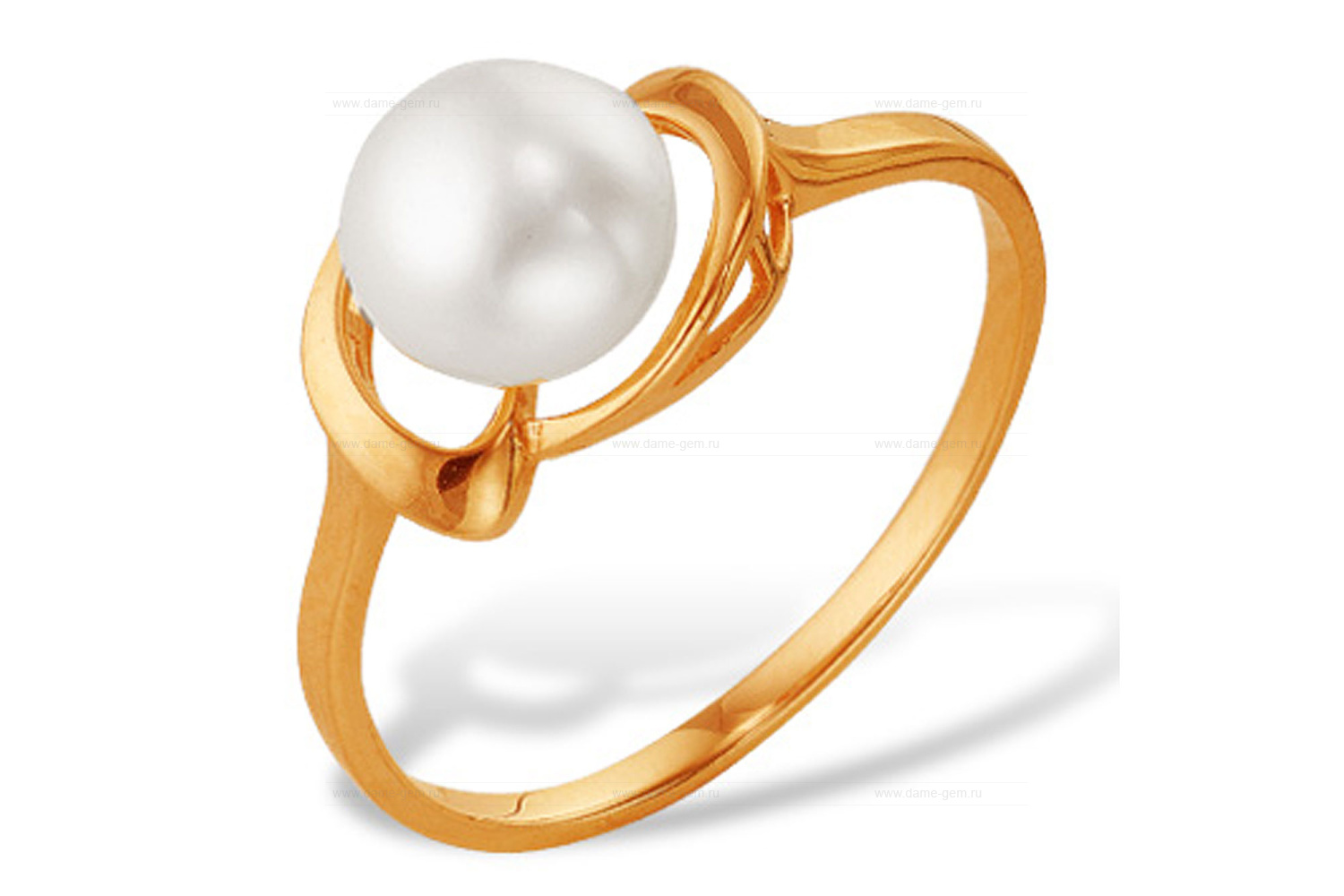 Кольцо из серебра 925 пробы с белой жемчужиной 7-7,5 мм. Артикул 9437