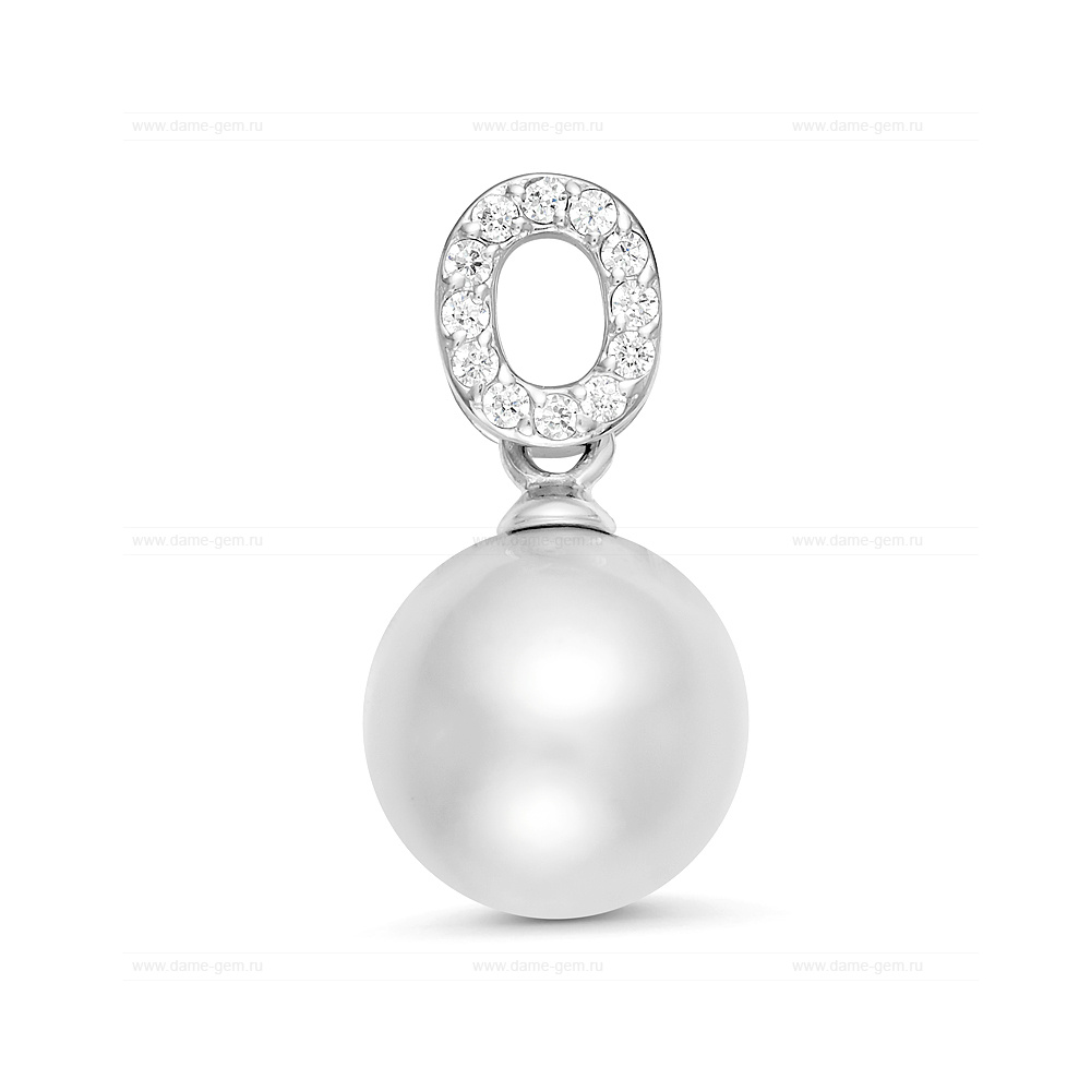 Кулон из серебра с белой Австралийской жемчужиной 10-10,5 мм. Артикул 12248