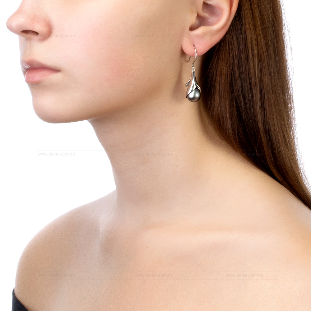 Серьги из серебра с Таитянскими жемчужинами 10-11 мм. Артикул 10234 Серьги из серебра с Таитянскими жемчужинами 10-11 мм. Артикул 10234