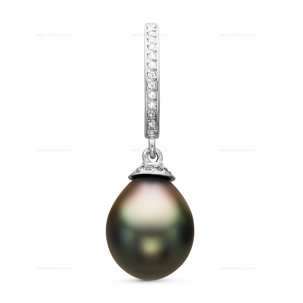 Кулон из серебра с черной Таитянской жемчужиной 9,6-9,9 мм. Артикул 10700