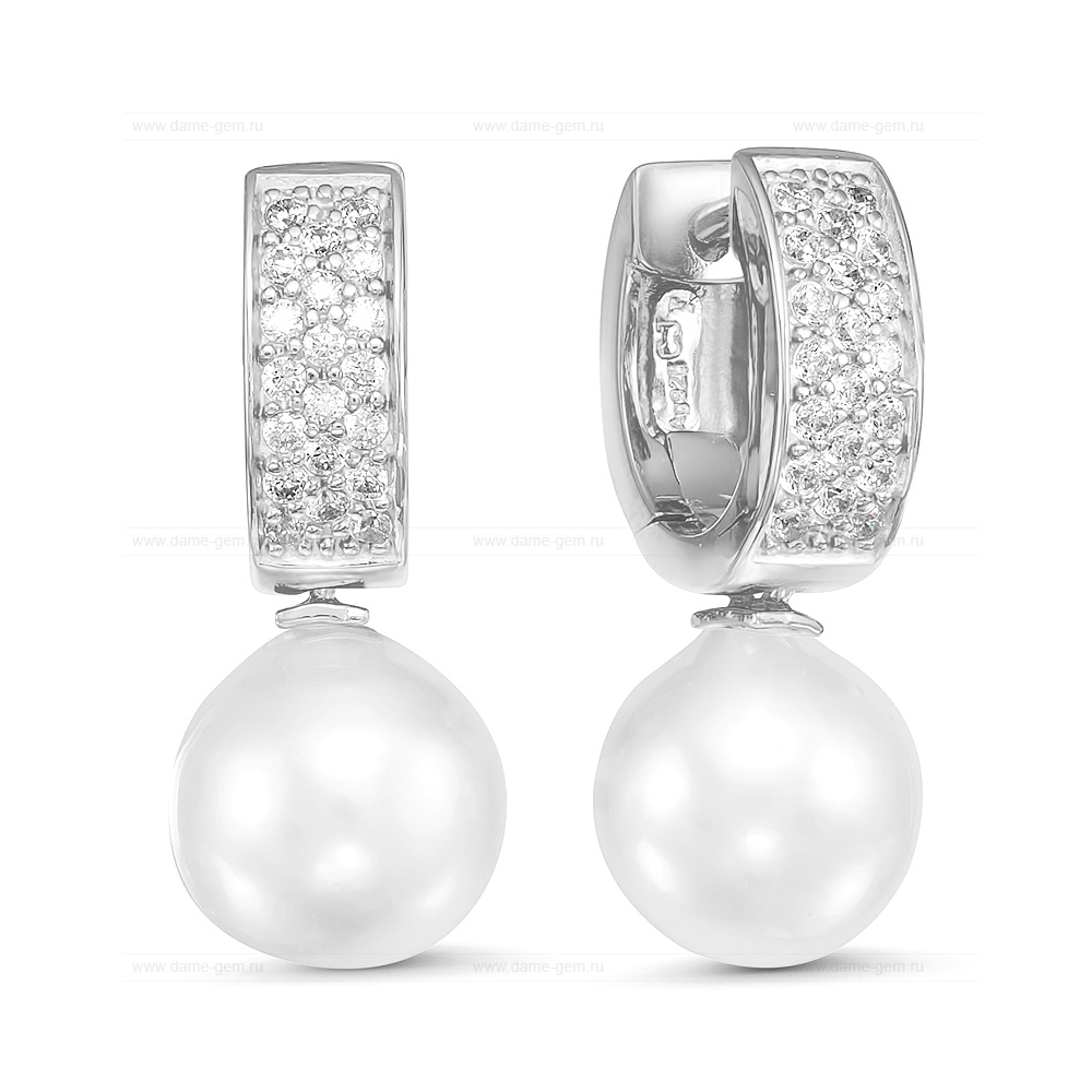 Серьги из серебра с Австралийскими жемчужинами 10,6-10,9 мм. Артикул 12158 Серьги из серебра с Австралийскими жемчужинами 10,6-10,9 мм. Артикул 12158