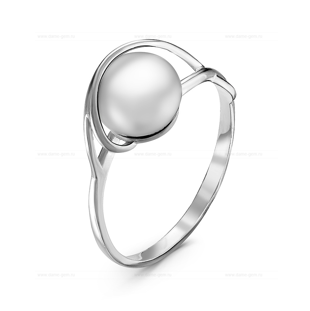 Кольцо из серебра 925 пробы с белой речной жемчужиной 7,5-8 мм. Артикул 10913