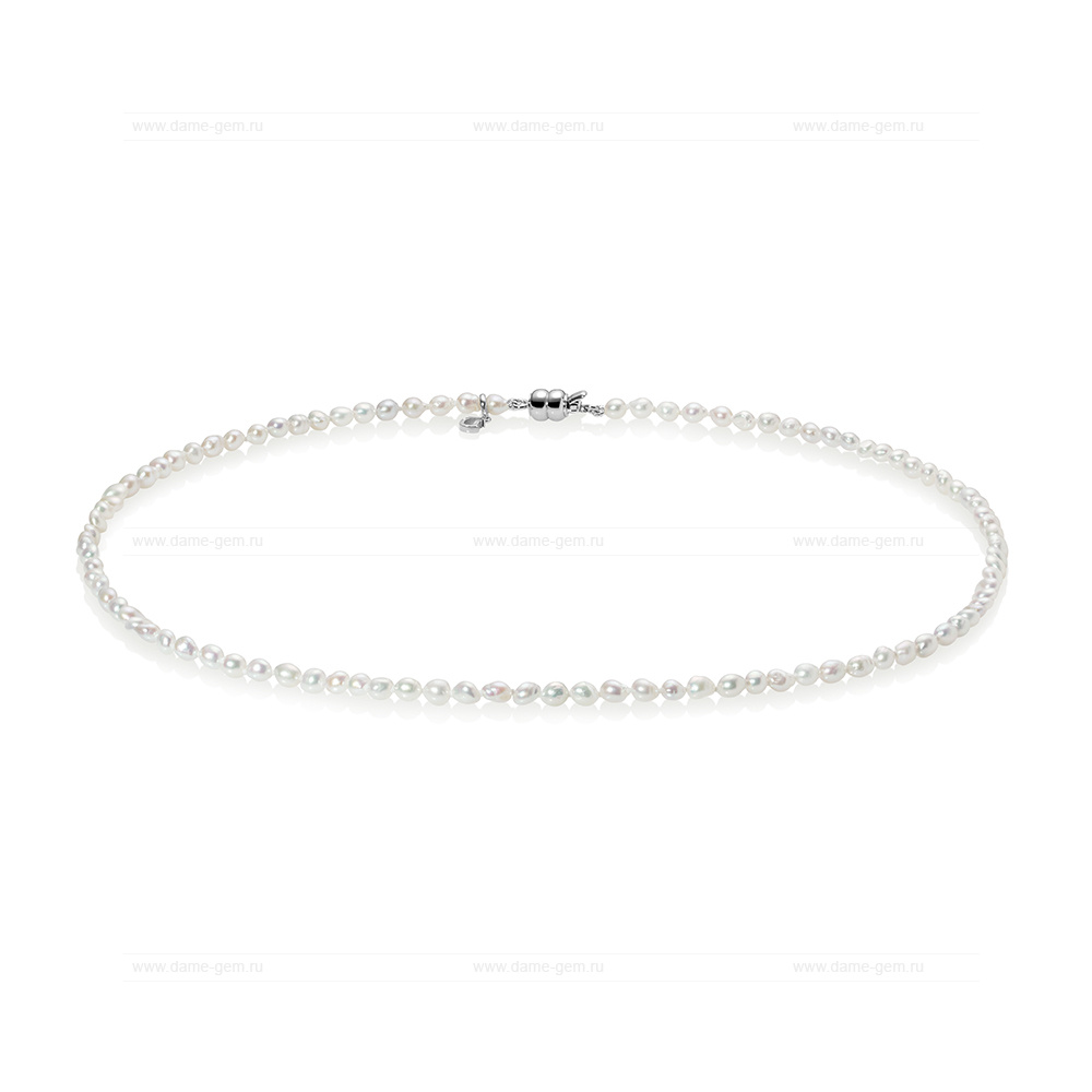 Ожерелье из белого барочного речного жемчуга 3,5-4 мм. Качество жемчуга наивысшее ААА. Артикул 11152