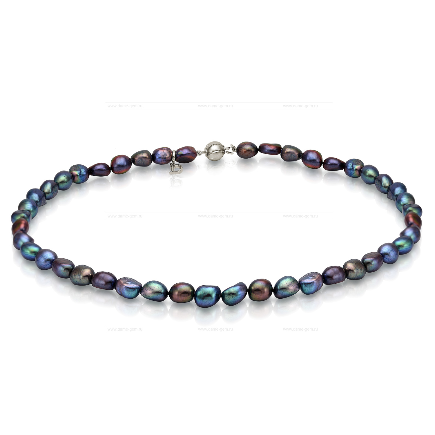 Ожерелье из черного барочного речного жемчуга 6,5-7 мм. Качество наивысшее ААА. Артикул 8424