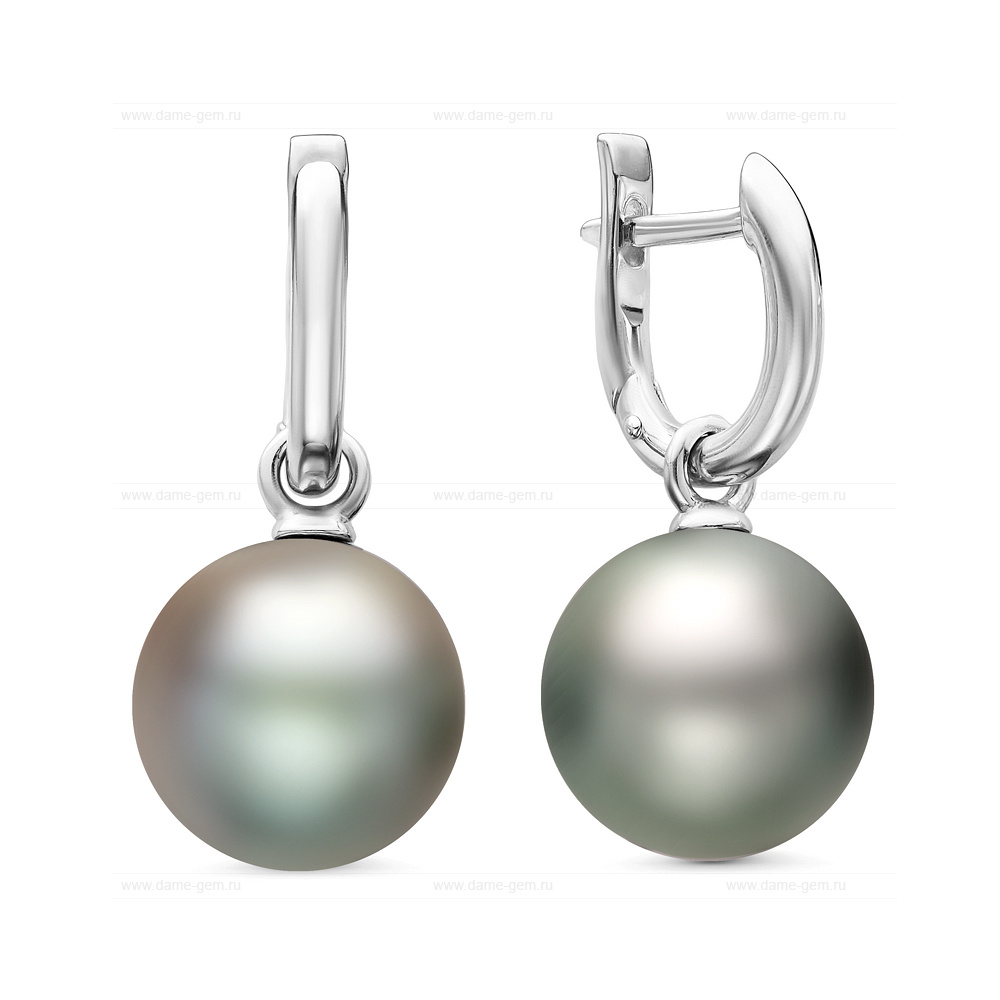 Серьги из золота с серыми Таитянскими жемчужинами 11,6-11,9 мм. Артикул 11244 Серьги из золота с серыми Таитянскими жемчужинами 11,6-11,9 мм. Артикул 11244