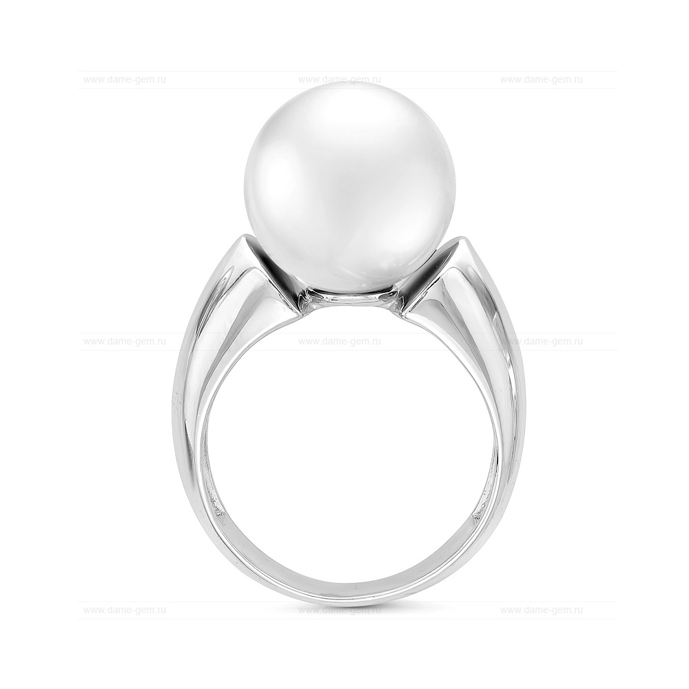 Кольцо из серебра 925 пробы с белой японской жемчужиной 12-13 мм. Артикул 11798