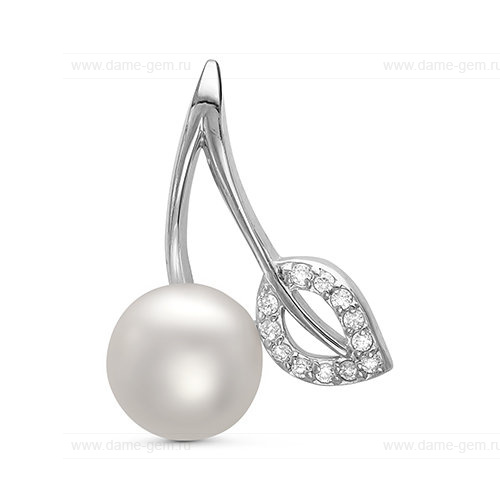 Кулон из серебра с белой речной жемчужиной 7,5-8 мм. Артикул 11572 Кулон из серебра с белой речной жемчужиной 7,5-8 мм. Артикул 11572