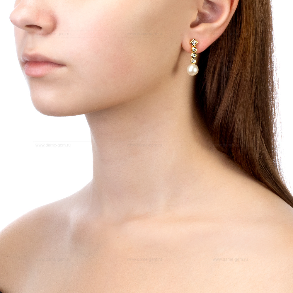 Серьги из серебра с белыми жемчужинами 8,5-9 мм. Артикул 9608 Серьги из серебра с белыми жемчужинами 8,5-9 мм. Артикул 9608