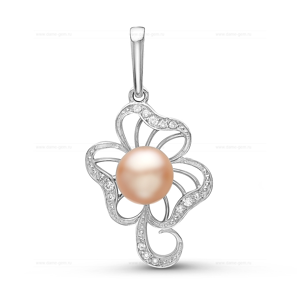 Кулон из серебра с розовой речной жемчужиной 7-7,5 мм. Артикул 10842 Кулон из серебра с розовой речной жемчужиной 7-7,5 мм. Артикул 10842