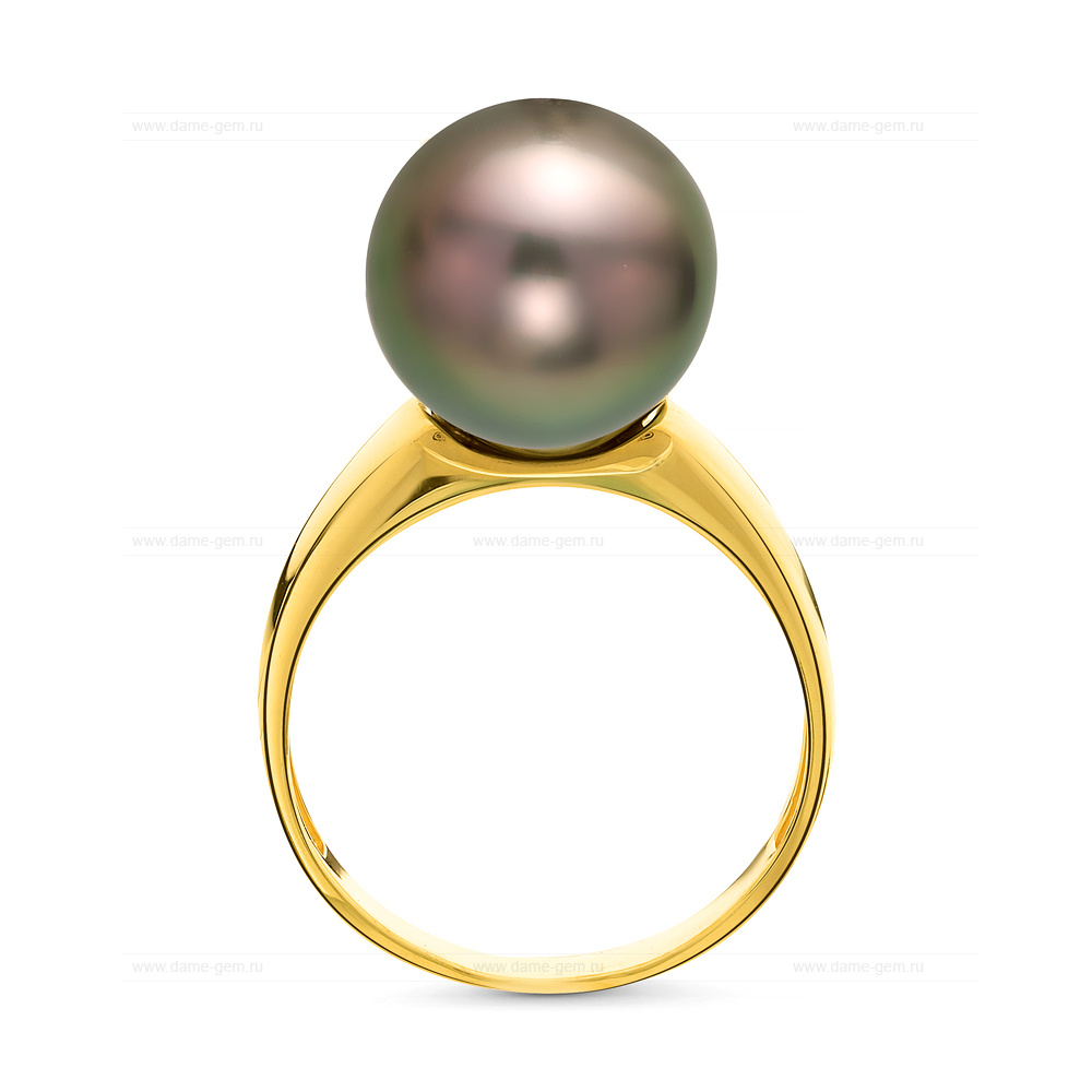 Кольцо из золота 375 пробы с черной Таитянской жемчужиной 11-11,5 мм. Артикул 10694