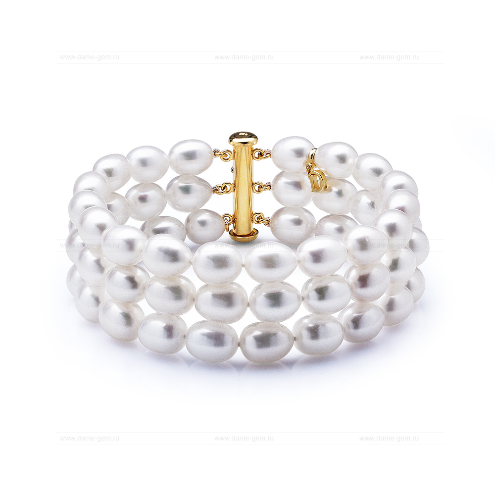 Браслет в 3 ряда из белого речного жемчуга 7-7,5 мм. Качество жемчуга наивысшее ААА. Артикул 10620 Браслет в 3 ряда из белого речного жемчуга 7-7,5 мм. Качество жемчуга наивысшее ААА. Артикул 10620