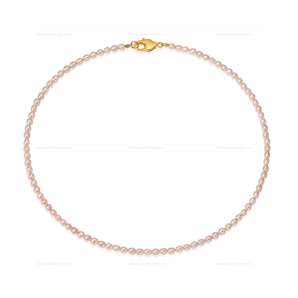 Ожерелье из рисообразного розового жемчуга 5 мм. Качество жемчуга наивысшее ААА. Артикул 12712