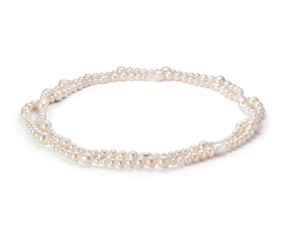 Бусы из белого речного жемчуга 6-11 мм. Качество жемчуга высокое АА+. Артикул 7733