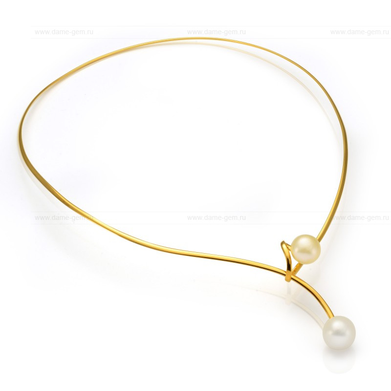 Колье из серебра 925 пробы с морскими Австралийскими жемчужинами 10-11 мм. Артикул 9922