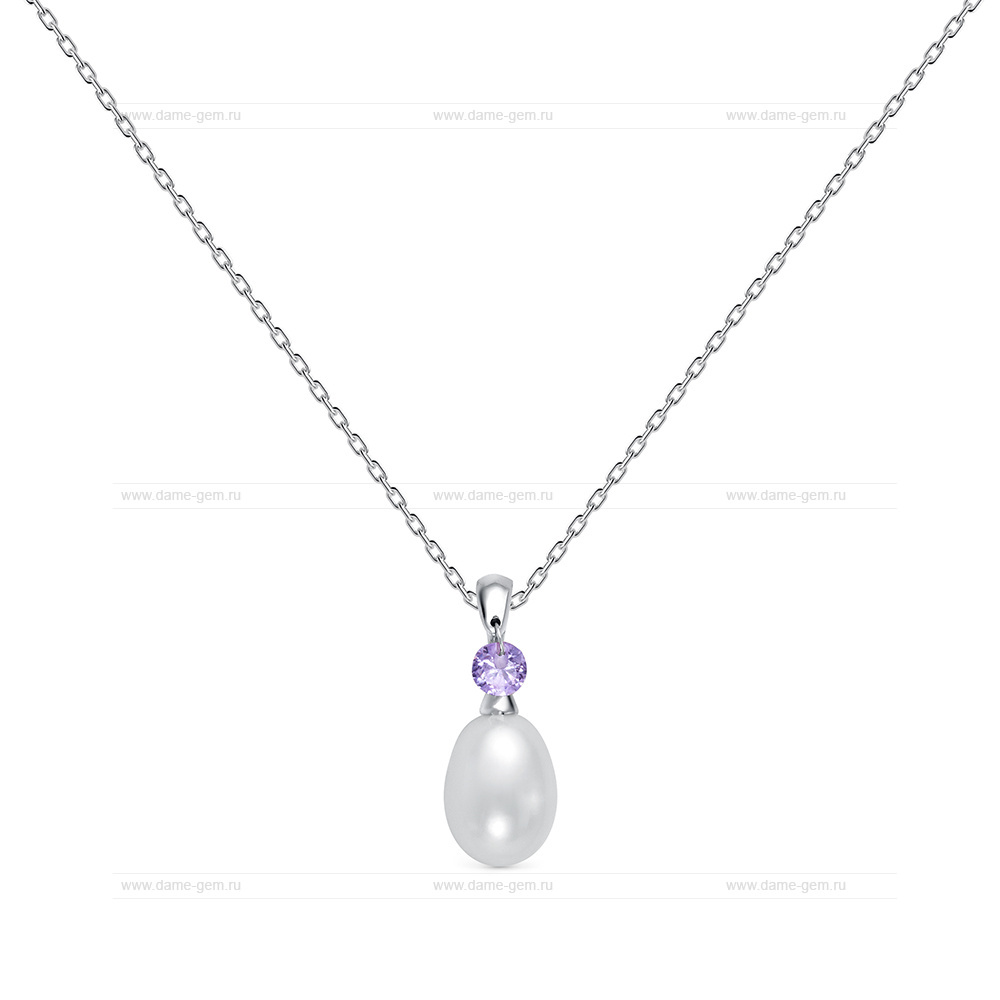 Колье из серебра с белой речной жемчужиной 7,5-8 мм. Артикул 99255