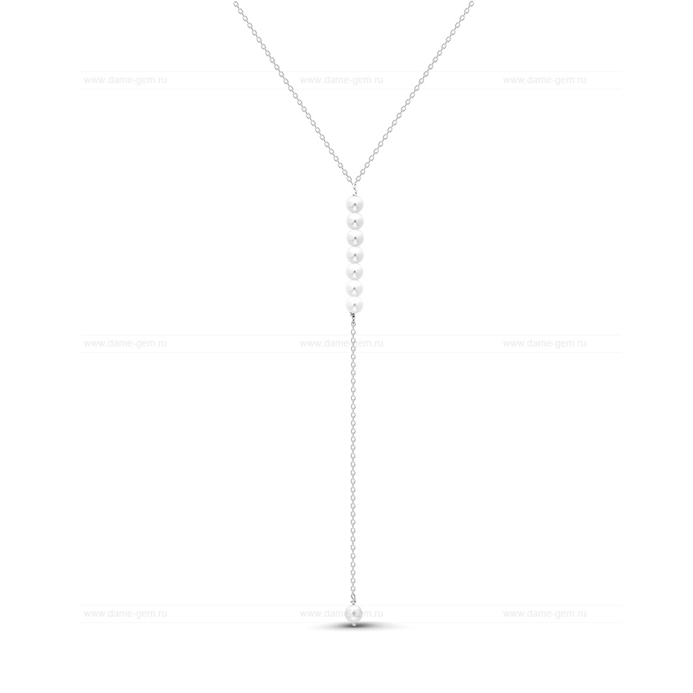 Колье "Нежность" из серебра 925 пробы с белыми жемчужинами 5-5,5 мм. Артикул 11639 Колье "Нежность" из серебра 925 пробы с белыми жемчужинами 5-5,5 мм. Артикул 11639