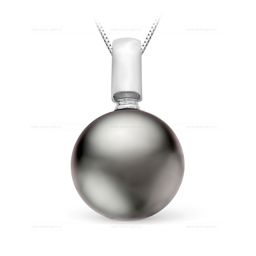 Кулон из белого золота с черной Таитянской жемчужиной 12-12,5 мм. Артикул 11455 Кулон из белого золота с черной Таитянской жемчужиной 12-12,5 мм. Артикул 11455