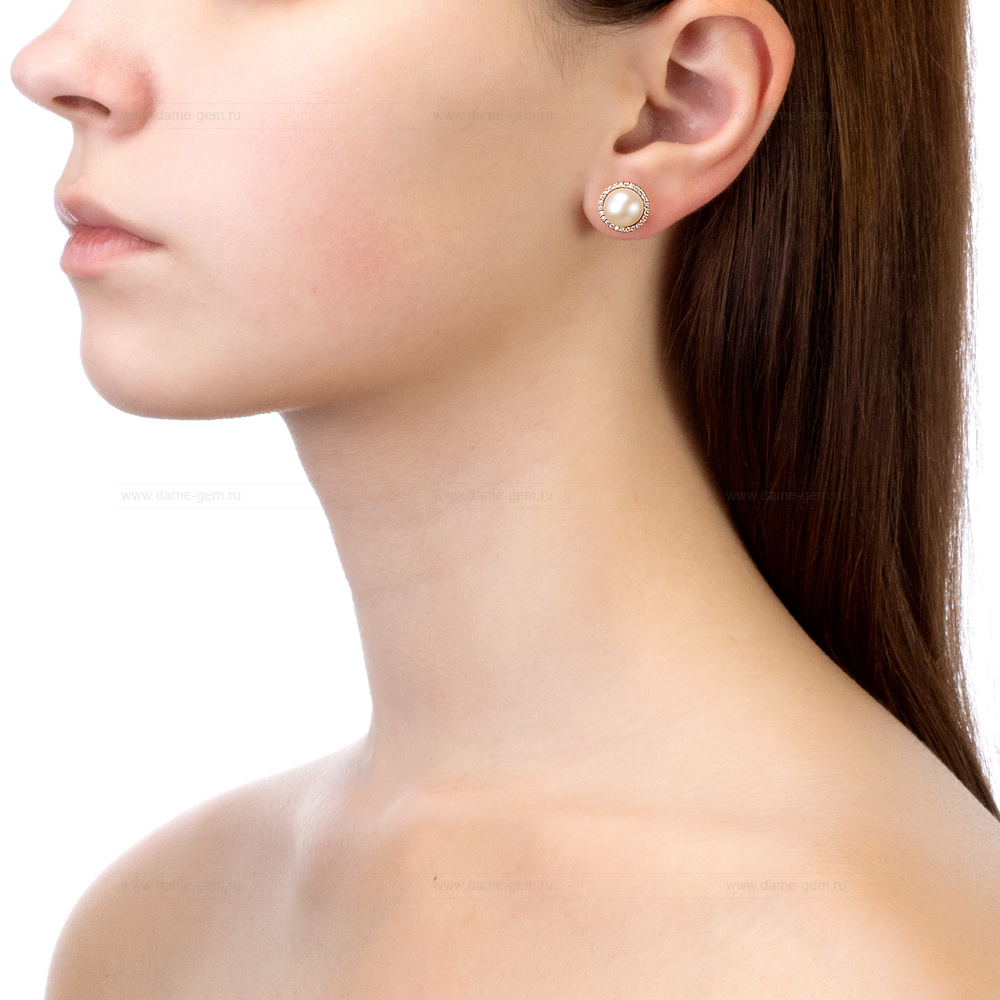 Серьги из серебра с белыми жемчужинами 8,5-9 мм. Артикул 10392