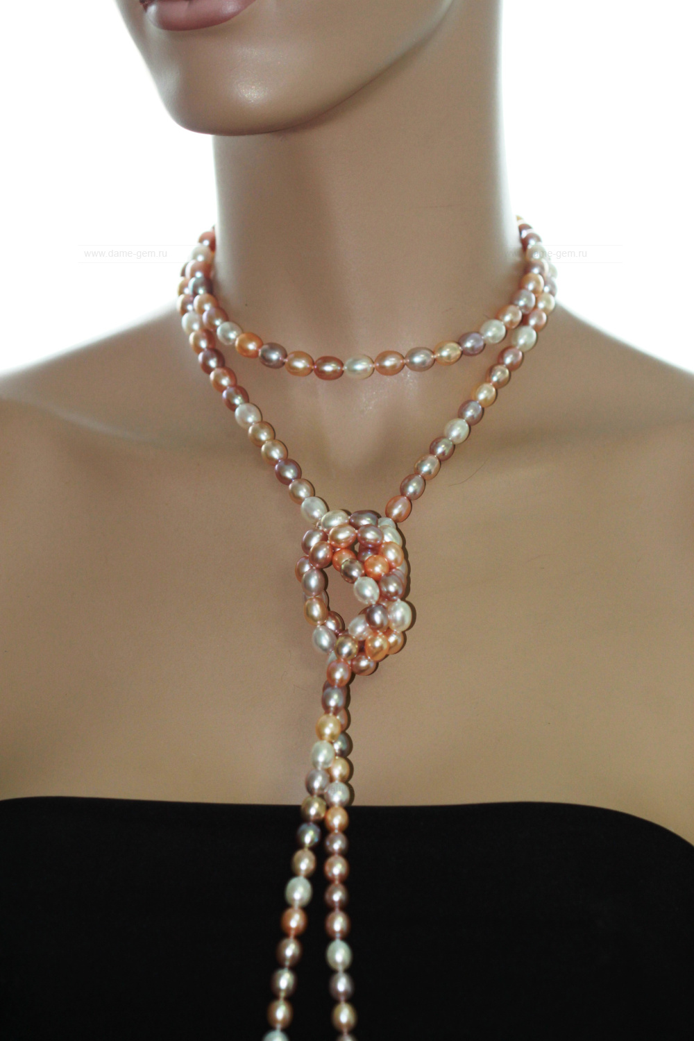 Бусы "микс" из рисообразного речного жемчуга 7,5-8 мм. Качество жемчуга наивысшее ААА. Артикул 10497